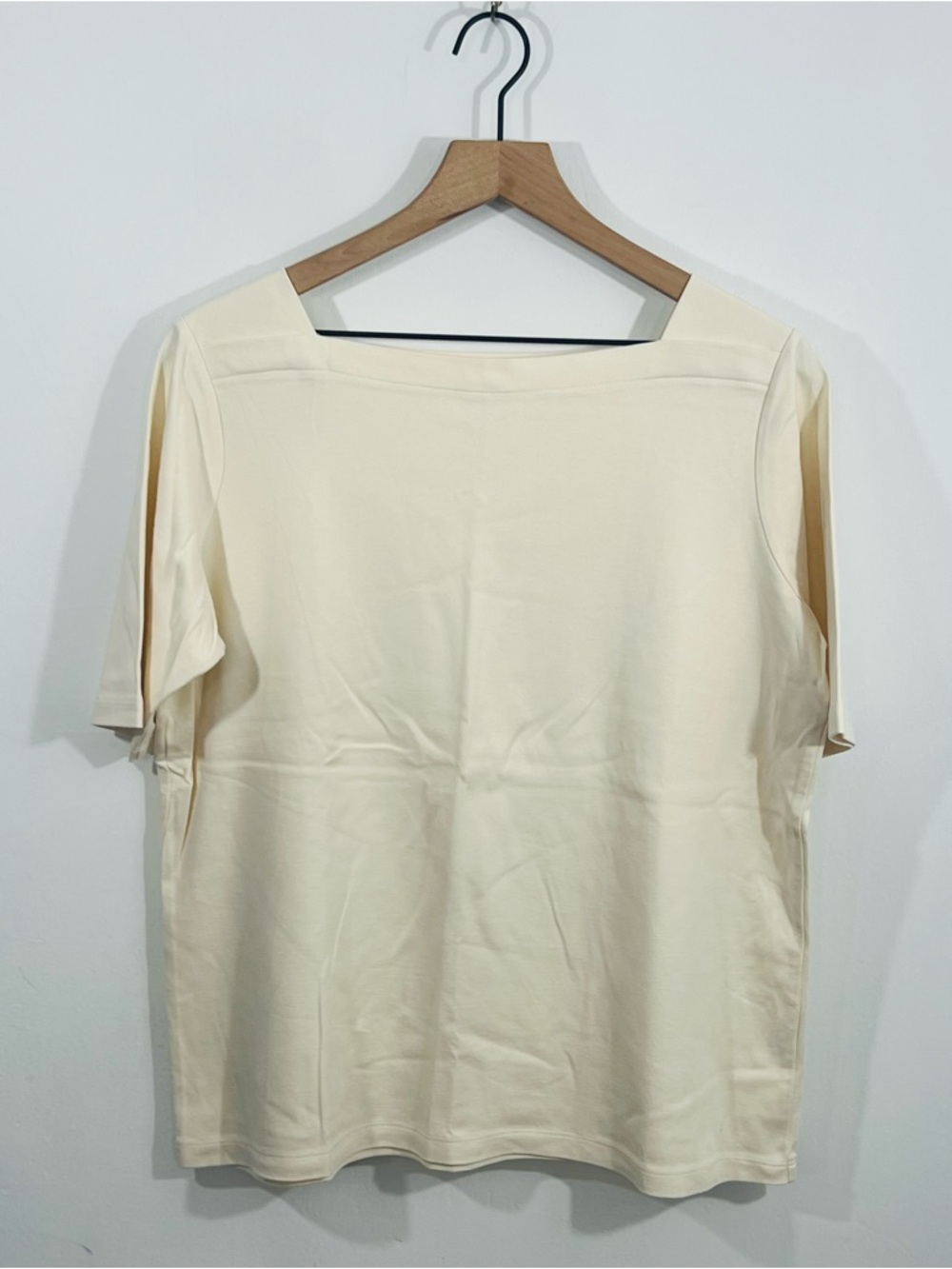 L.L. Bean Ivory Short Sleeve Square Neckline Casual Everyday Streetwear Top XL